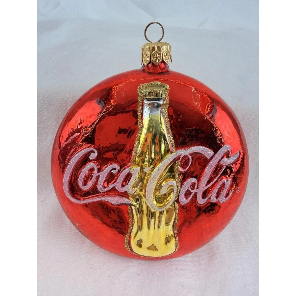 Polonaise Coca Cola Coke Bottle Blown Glass Christmas‎ Ornament Kurt Adler Red